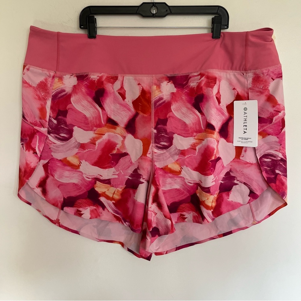 Athleta Printed Run With It 4.5" Short Pink Brushstroke Floral 3X 982491